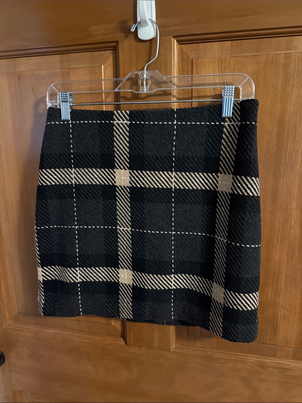 H&M Black Mini Skirt with Beige Plaid